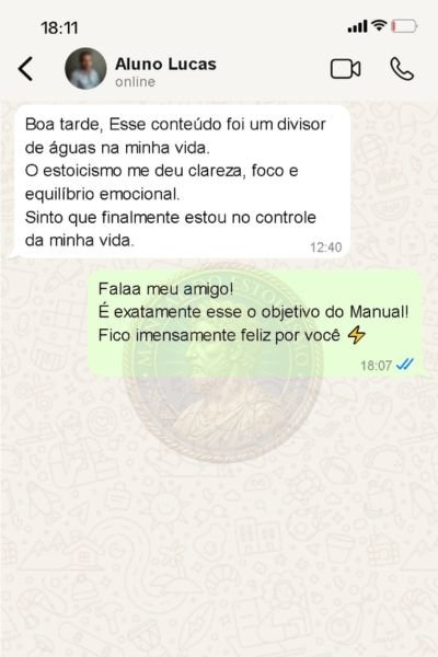 Depoimento de Lucas sobre o Manual do Estoicismo